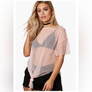 Boohoo Sheer Pink Top